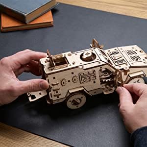 UGEARS Battlefield Dozor B Combat Vehicle - Armored Army Truck 3D Wooden Puzzle for Adults - Military Vehicle Model Kit - 3D Puzzle to Build