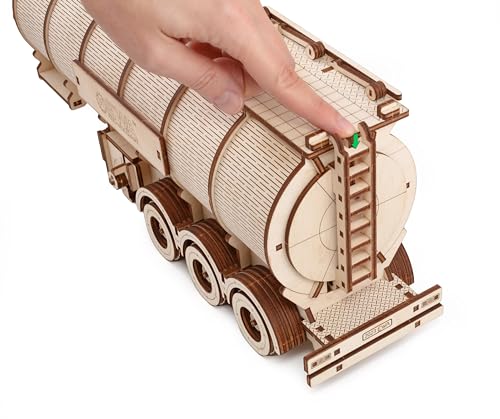 DIY Wooden 3D Mechanical Model - Set Road King - Spring-Powered Mechanism - No Glue Needed - Top-Grade Plywood (Tank Semitrailer)