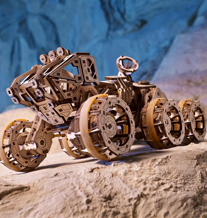 UGEARS Manned Mars Rover NASA - 3D Wooden Puzzles for Adults Car Puzzles for Adults – Mechanical 3D Puzzle Models to Build with Spring Drive DIY Crafts