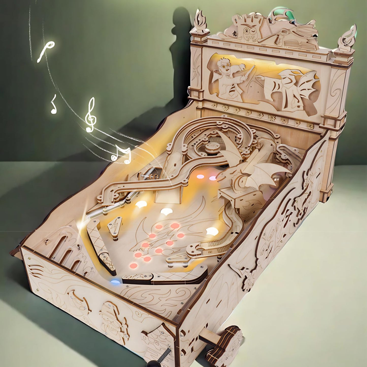 Gueiddi Wooden 3D Puzzles for Adults, Rompecabezas 3D Wooden Puzzles House Warming Gift Hobby Kit Stem Toy Home Decor (Miniature Pinball Machine)