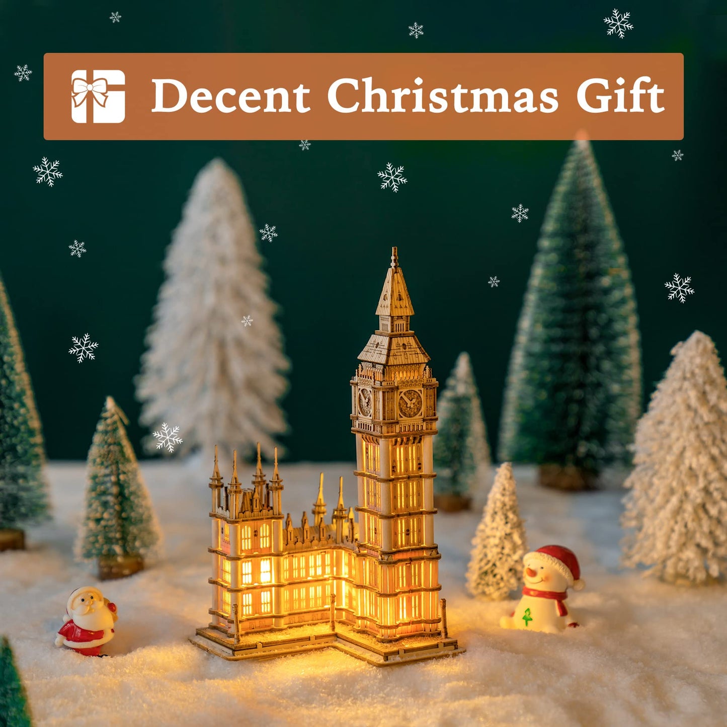 ROBOTIME 3D Puzzle for Adults Wooden Craft Kits for Teens DIY Construction Model Kit with LED Light to Build Educational Big Ben Set Toys Birthday Gifts