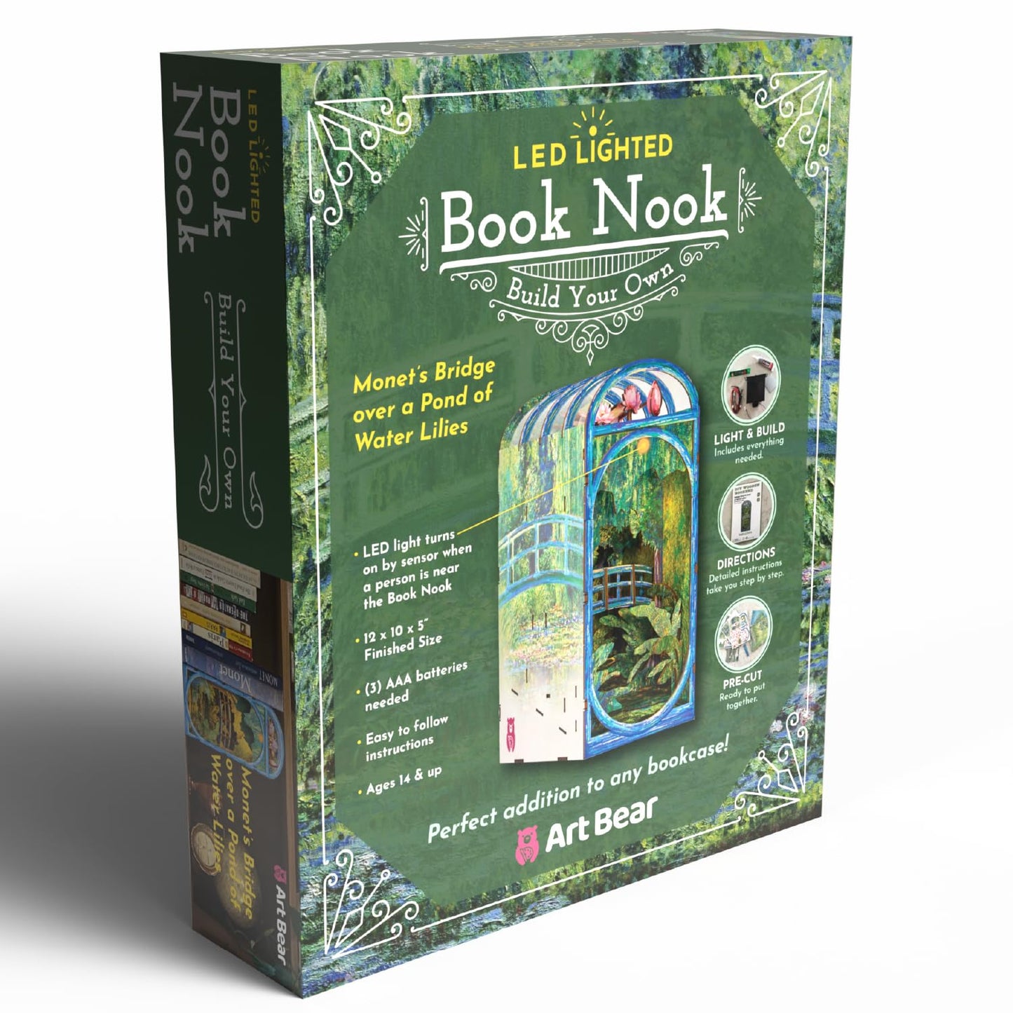 DIY Book Nook Kit - Monet Mini House Building Book Nook Kits for Adults - Wooden 3D Puzzle Bookshelf Accessory for Artisans - Perfect DIY Miniature House Kit & Creative Bookends Gift for Book Lovers