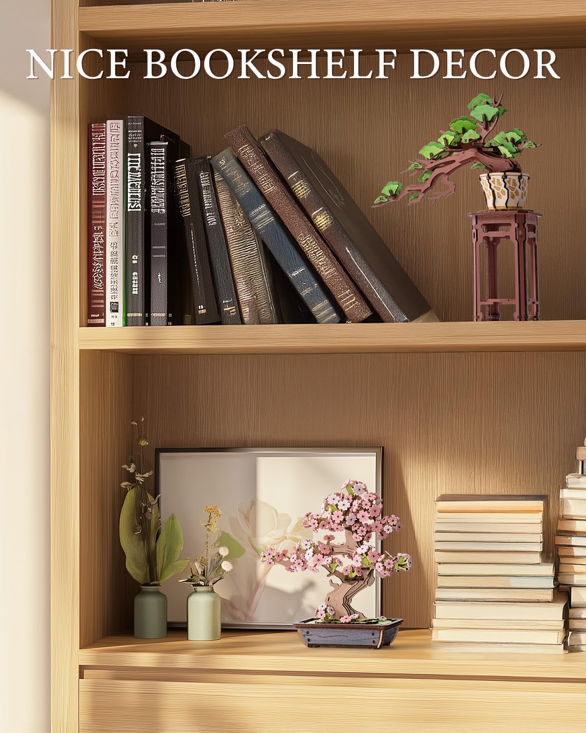 ROBOTIME Sakura Bonsai 3D Puzzles Wooden Artificial Cherry Blossom Tree DIY Model Building Kit for Home Decoration and Office Art Creative Gifts