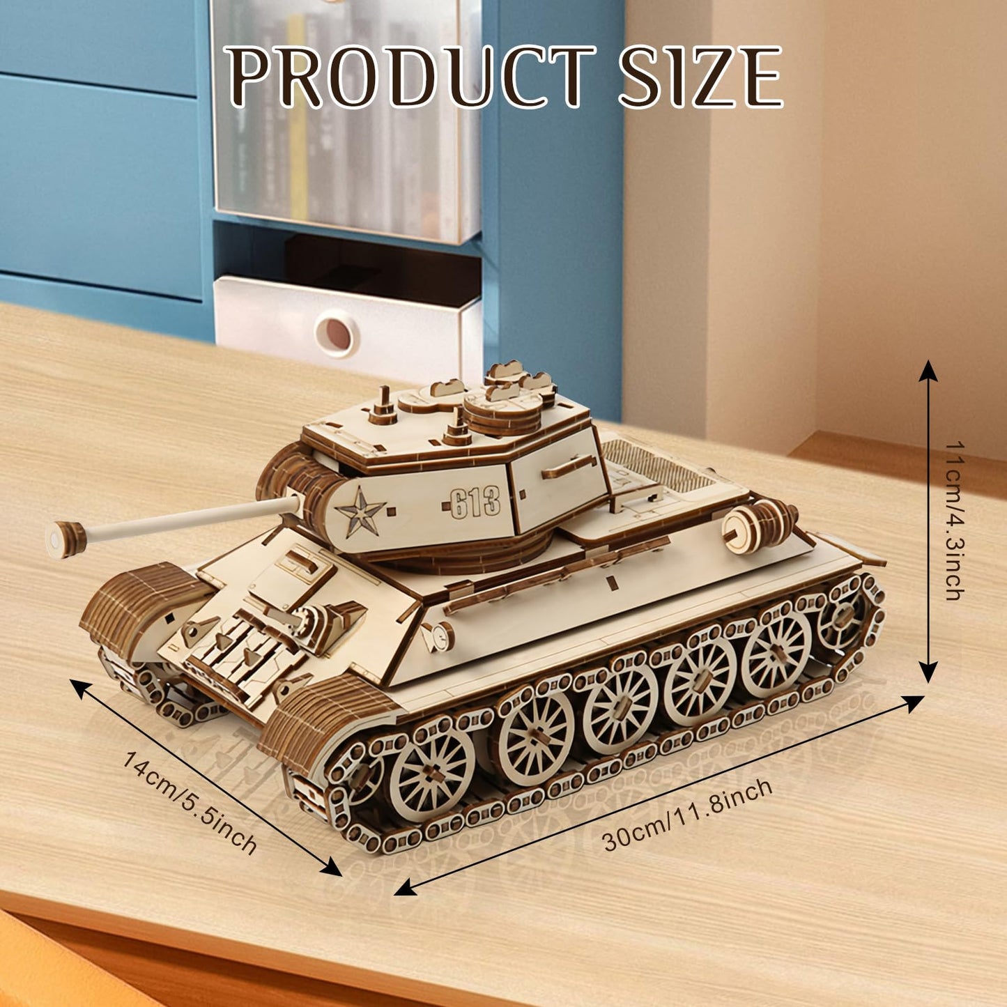 Foyucool 3D Wooden Puzzle for Adults, DIY Tank Model, Creative Assembly Model Building for Adults, DIY Assembly Puzzle, Woodcraft Kit for Christmas Day