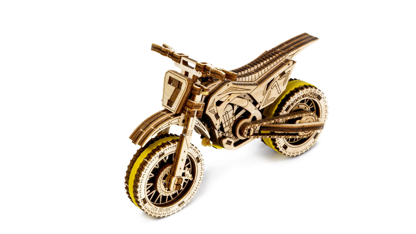 WOODEN.CITY Motocross 3D Puzzle for Adults - Hobby Kit to Build Your Own Wooden Bike - 3D Model Motorcycle Kit - Wood Model Kit