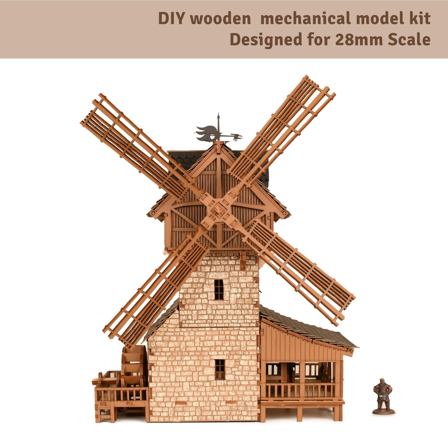 Wooden Mill-Hybrid Medieval Windmill, Watermill, Blacksmith Workshop -3D Wooden Puzzles for Adults to Build - Engineering DIY Mechanical Model Kit, 352PCS - Assembly Time 9H