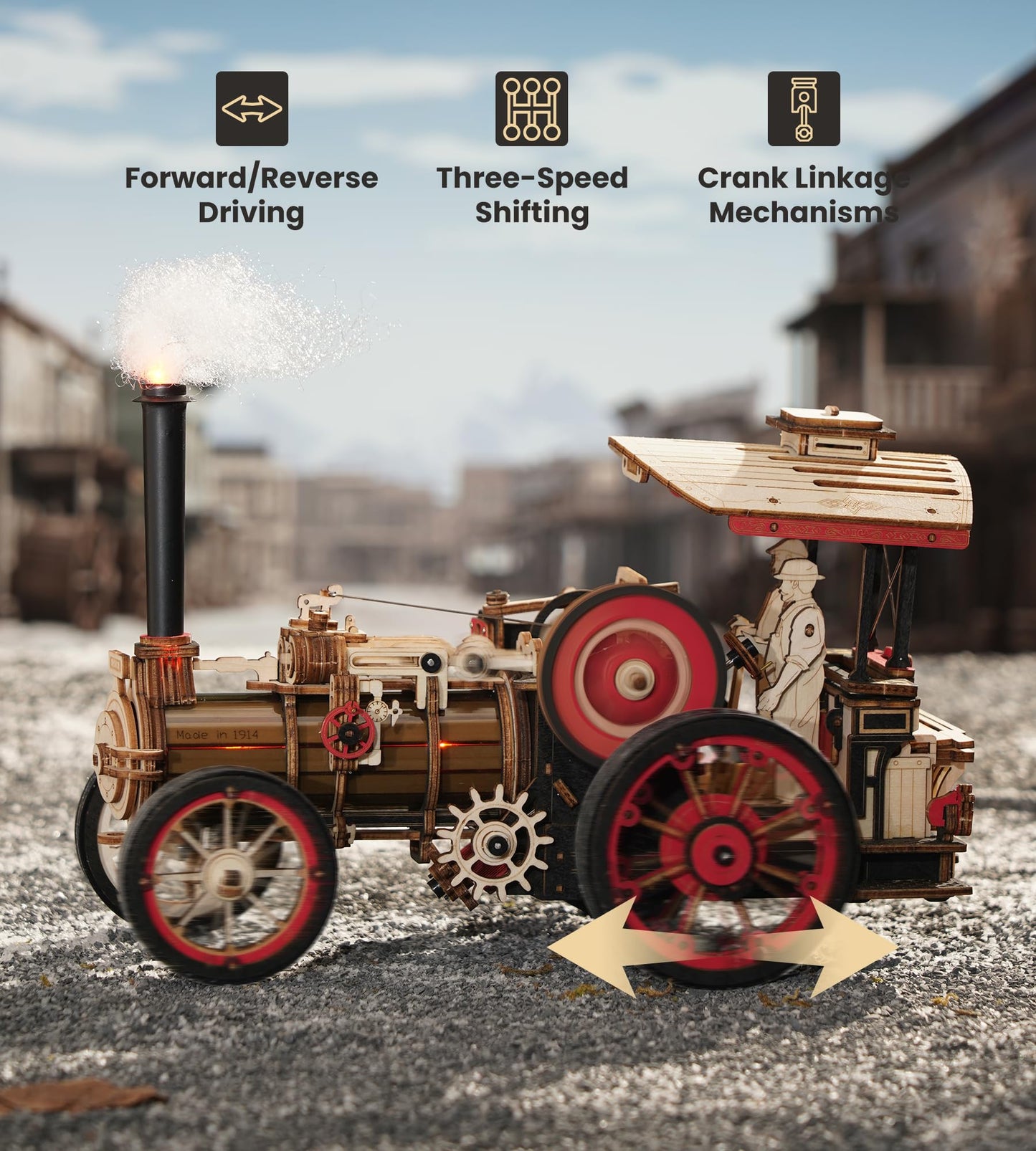 Wowood 3D Wooden Puzzles for Adults, Steam Locomotive Model Cars Kits for Adults, 3D Wood Puzzle Adult, Valentines Day Gift Model Building Kits, Train/Hobbies/Crafts