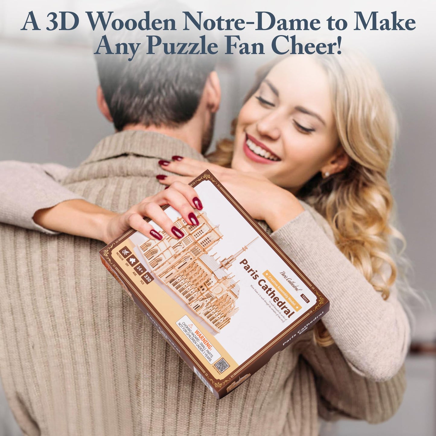 ROBOTIME 3D Wooden Puzzles for Adults, Scale 1: 460 Notre Dame de Paris Building Set, Architecture Wooden Model Kit Creative Gift