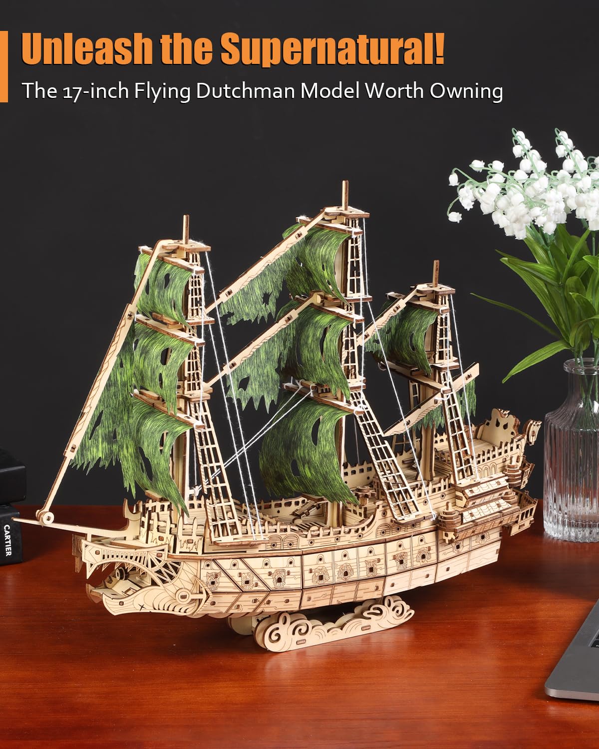 Challenging Flying Dutchman 3D Wooden Puzzles for Adults Pirate Ship Model Kit to Build - Ideal Christmas or Birthday Gift for Puzzle Enthusiasts