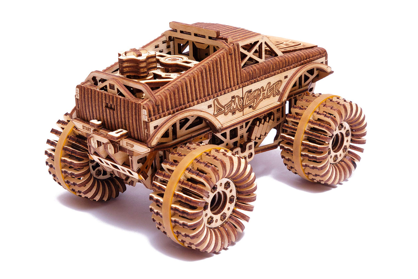Wood Trick Monster Pickup Truck Car 3D Wooden Puzzles for Adults - Rides up to 18 feet - 8.3x6.3 in - Model Truck Kit to Build for Adults