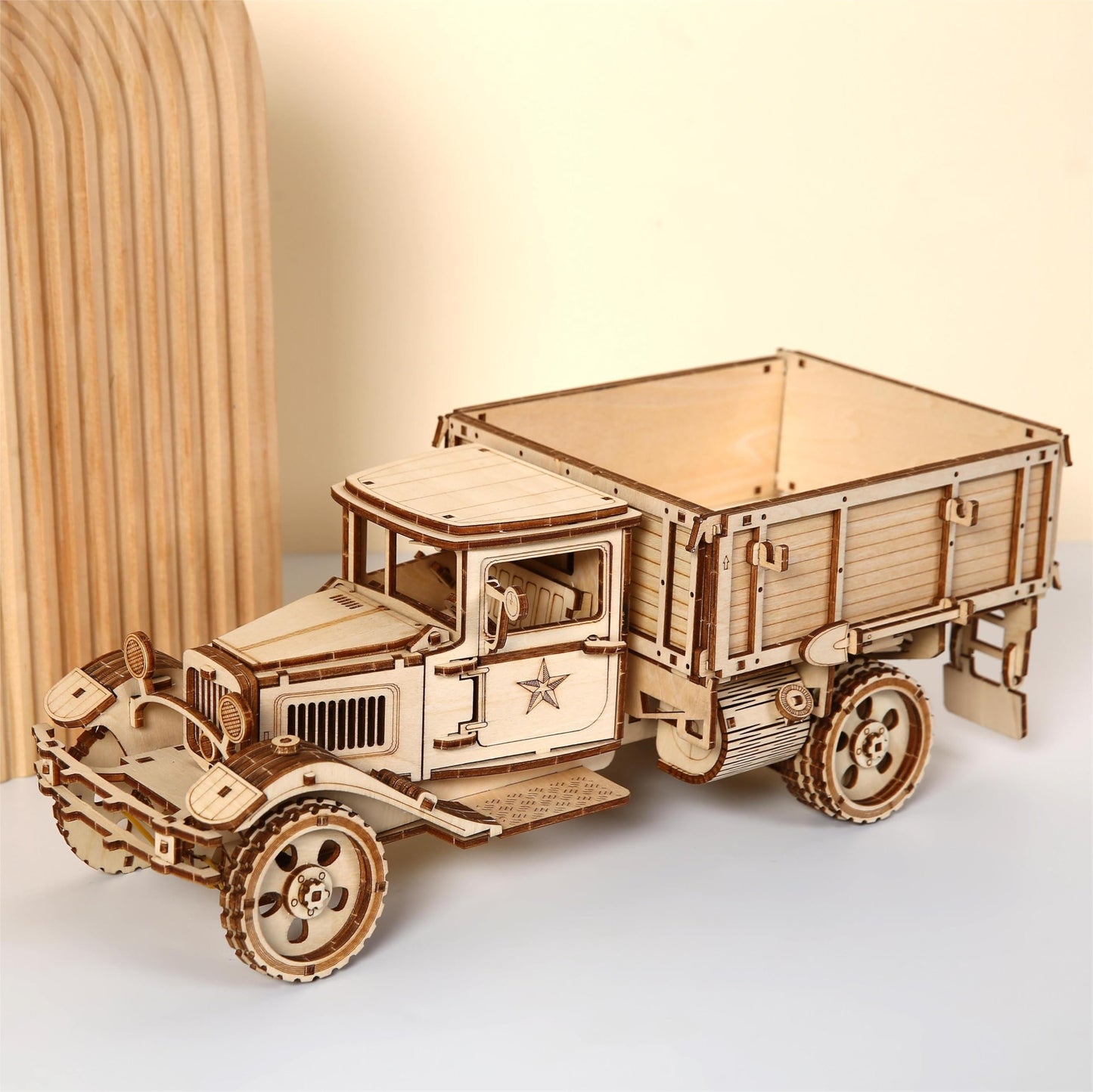Hallisun 3D Wooden Truck Puzzle, 3D Wooden Puzzle for Adults, DIY Assembly Mechanical Truck Building Kit, Handicraft Wood Car Craft, Birthday for Hobbyist Collectors Family Women Men Age 14+, 246 pcs