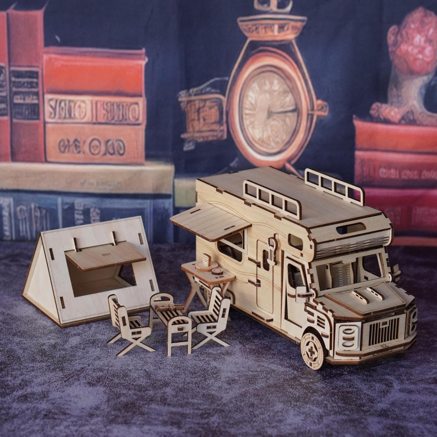 3D Wooden Puzzles for Adults Wooden Travel RV DIY Kit and Mechanical Model Unique Gift for Family Friend on Birthday/Christmas