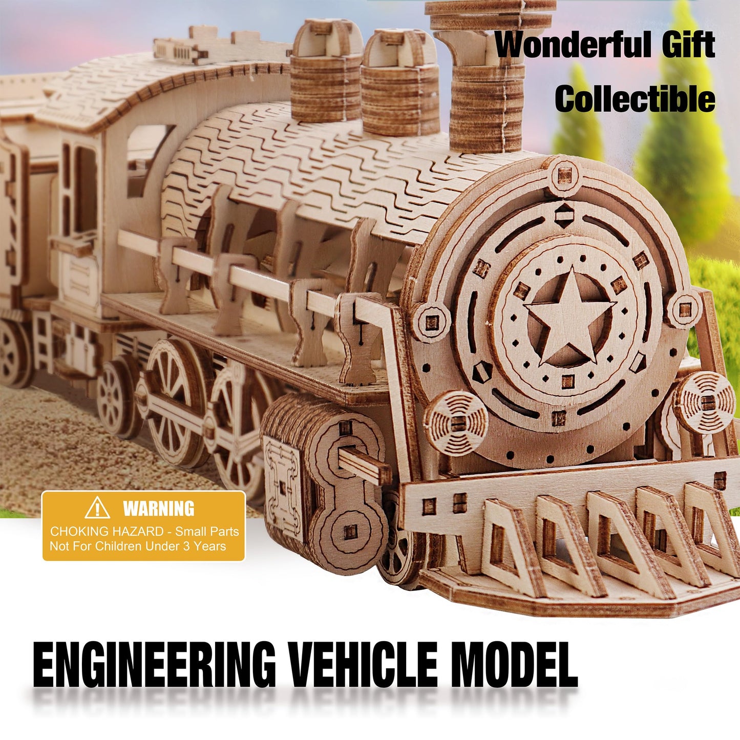 KWASVLYA 3D Wooden Puzzles, Wooden Puzzles Train for Adults and Teens, Educational Brain Teaser Assembly 3D Model Trains, Gifts for Christmas/Birthday(Luxury Steam Train)