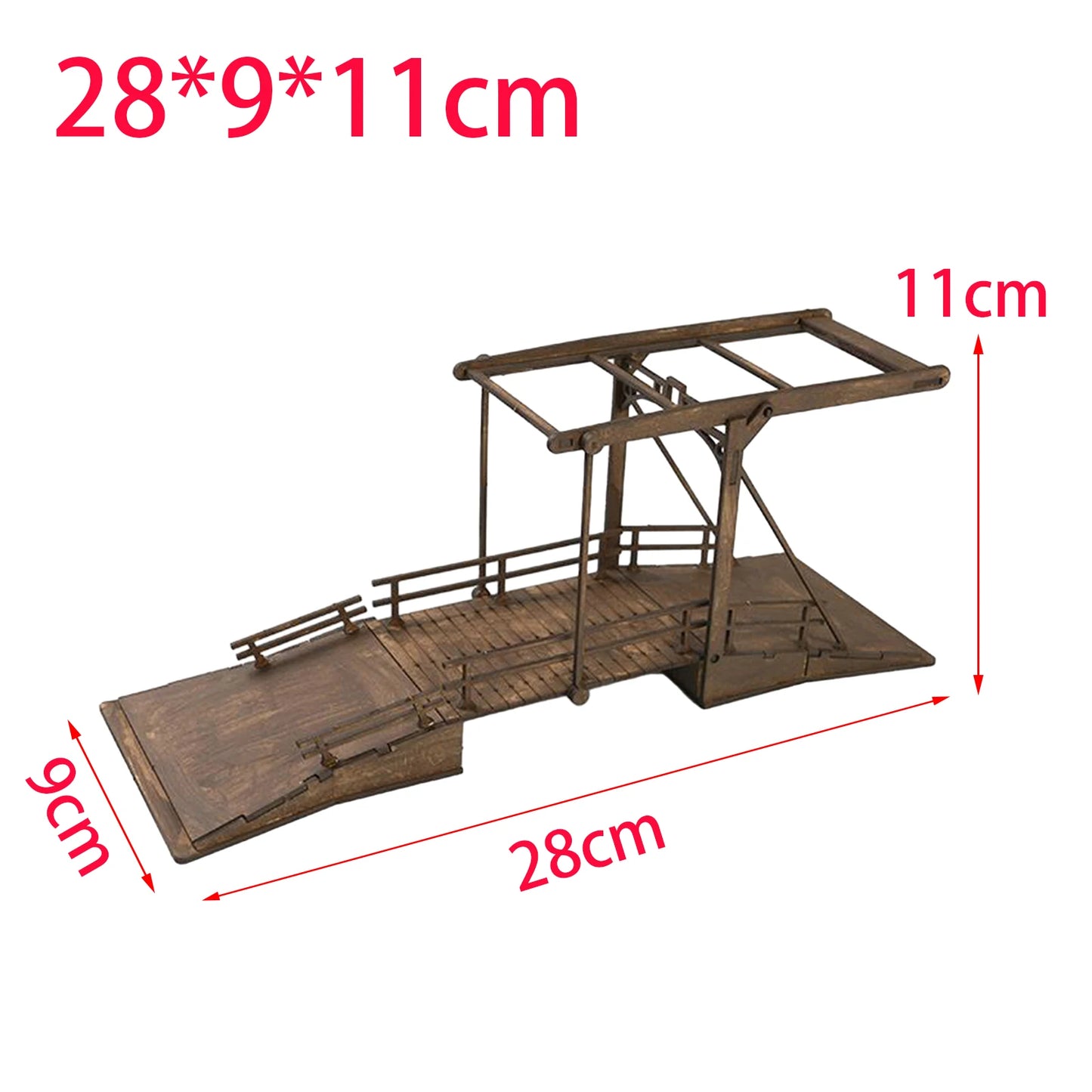 1:72 Scale 4D Wooden Bridge Model Handmade for Children Display Party Favors