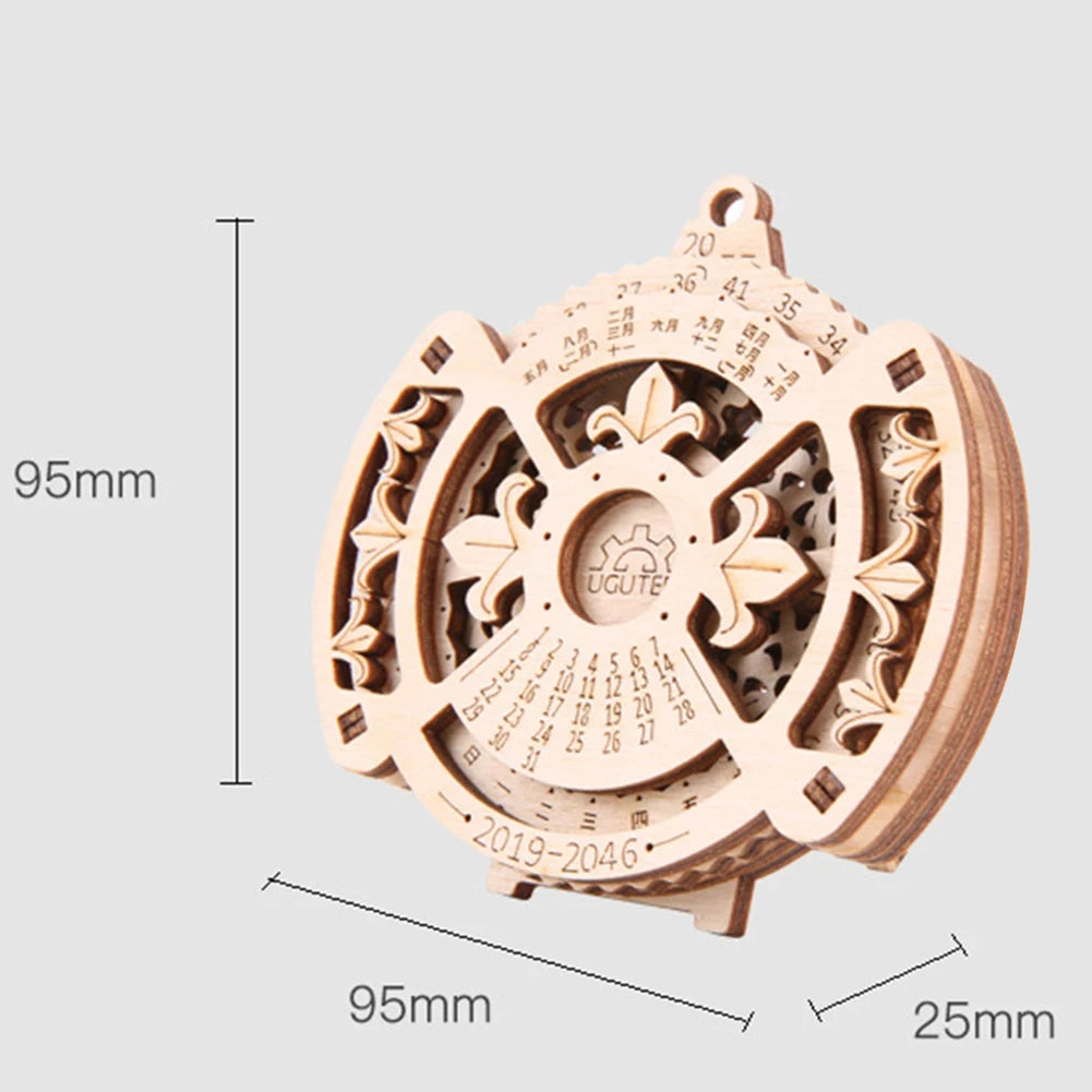 DIY 3D Perpetual Calendar Wooden Puzzle Game Gear Rotating Assembly Toy Learning & Education Unisex Puzzles Toy For Teens Adults