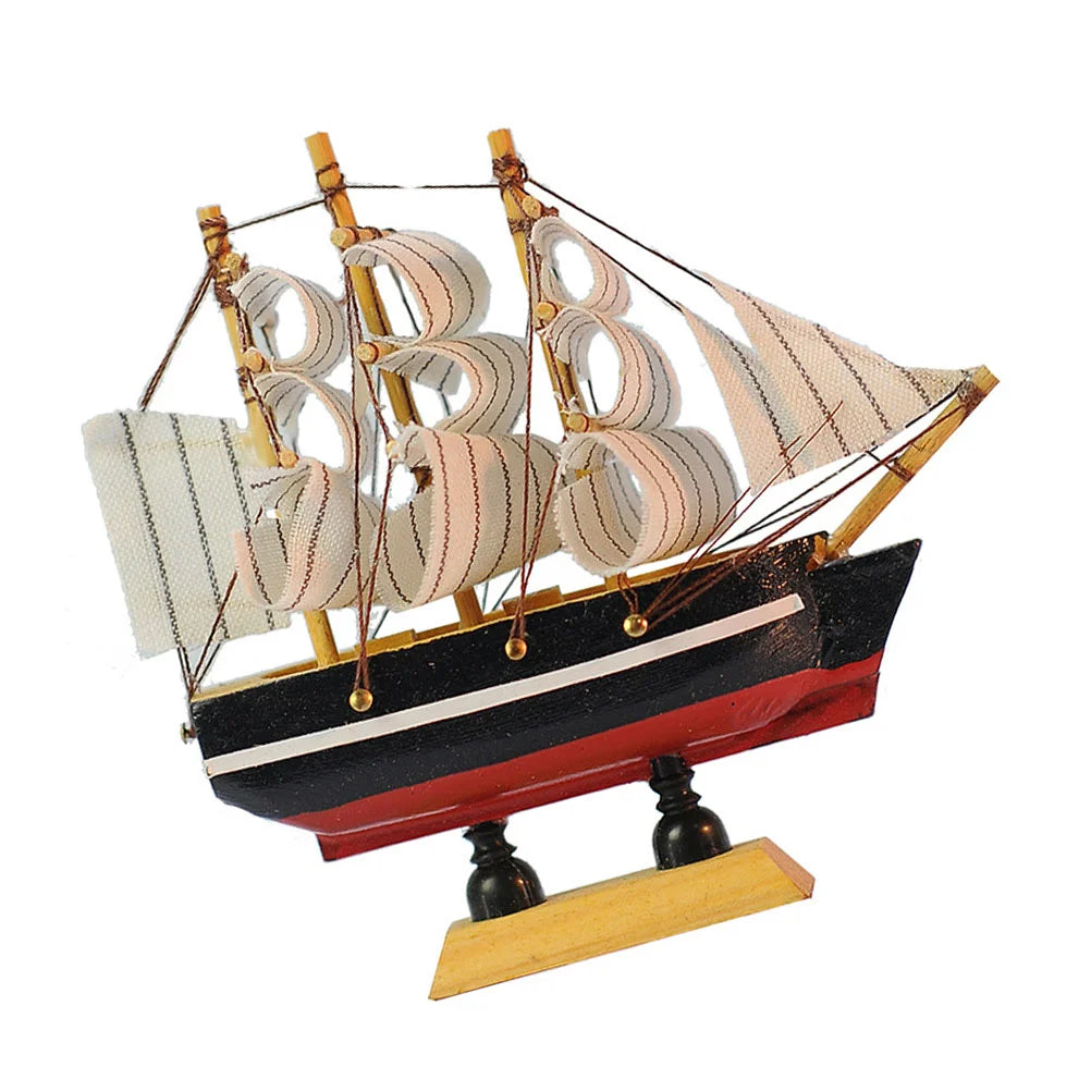 Wooden Sailboat Model Sailboat Decor Creative Ship Miniature Statue Figurine Home Decor Wooden Pirate Ship Model nament Sailing
