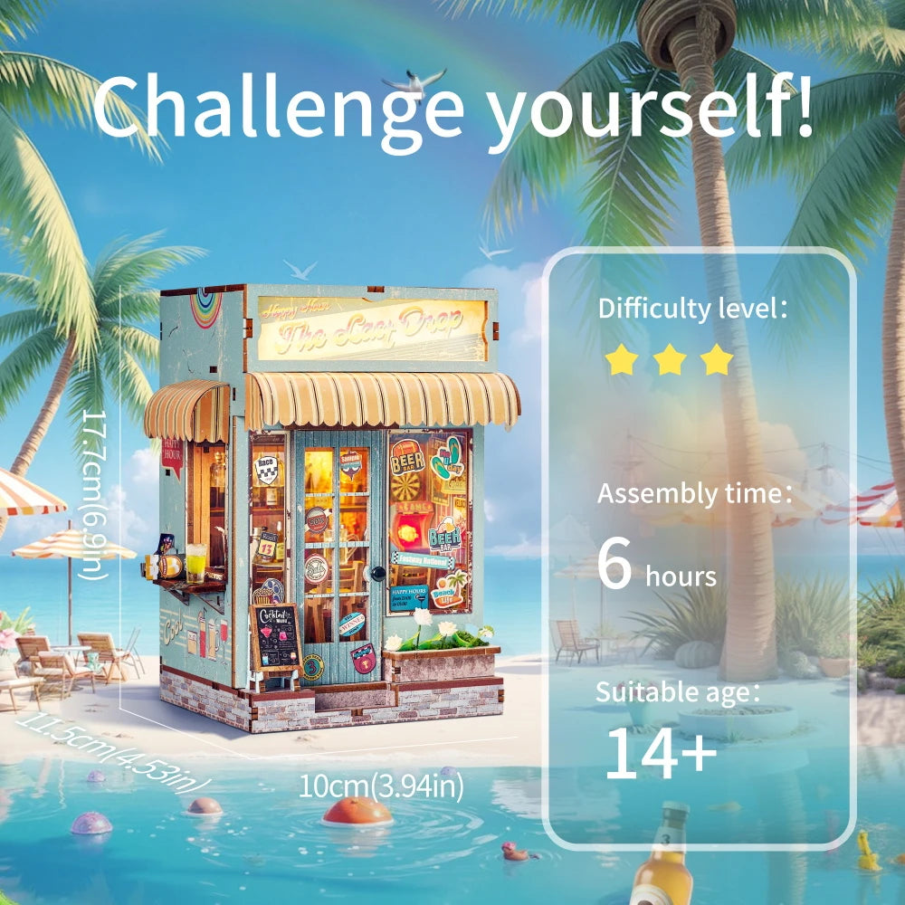 NEW DIY Wooden Book Nook Figurines Miniatures Kits The Last Drop Bookshelf Home Bookend Decoration For Adult Handmade Gifts