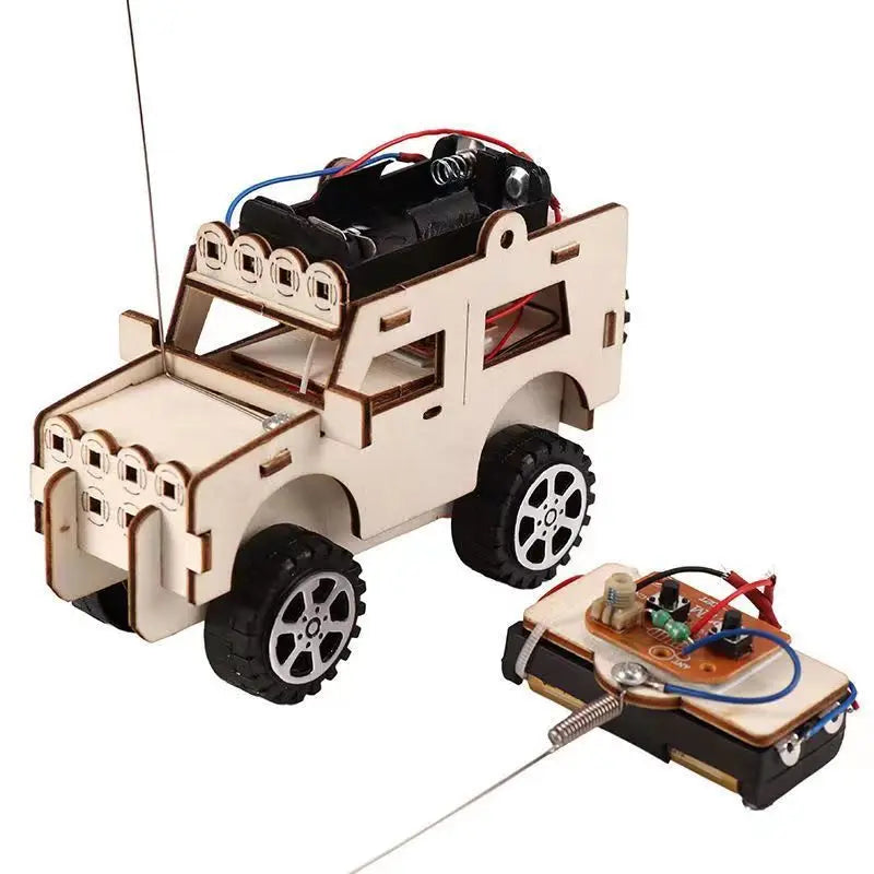 DIY Science Handmade Small Children's Educational Toys Jeep Assembled Wood Material physics toy
