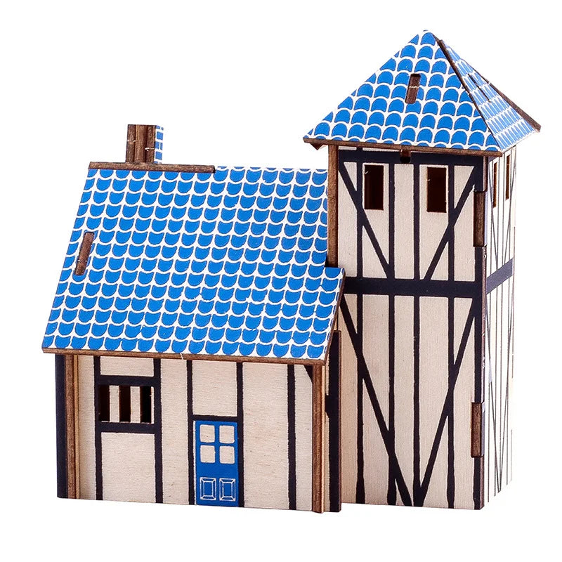 3D Wooden Puzzle Jigsaw House Villa Architectural Models DIY Assembled Combination Kids Handmade Craft Puzzle Decoration