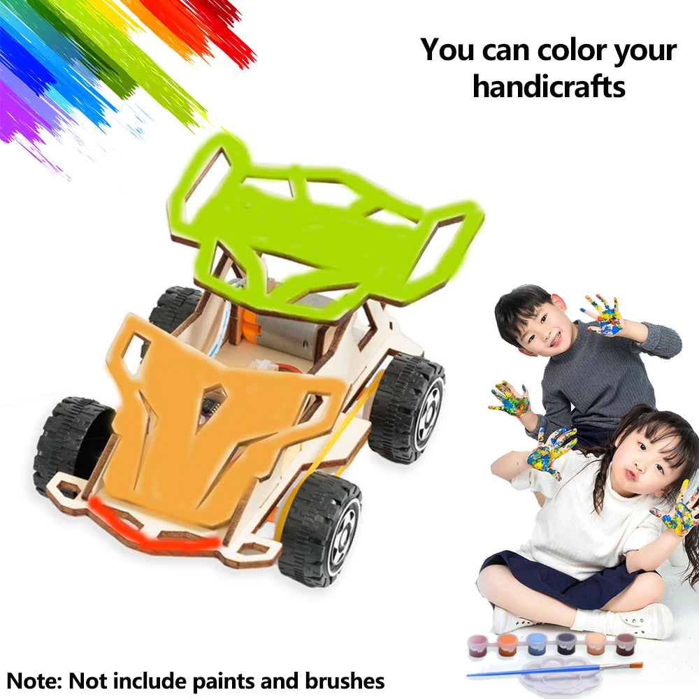 Wooden Remote Control Car DIY Assembling Racing Car STEM Educational Toys School Science Experiment Kits for Kids Teens Gifts