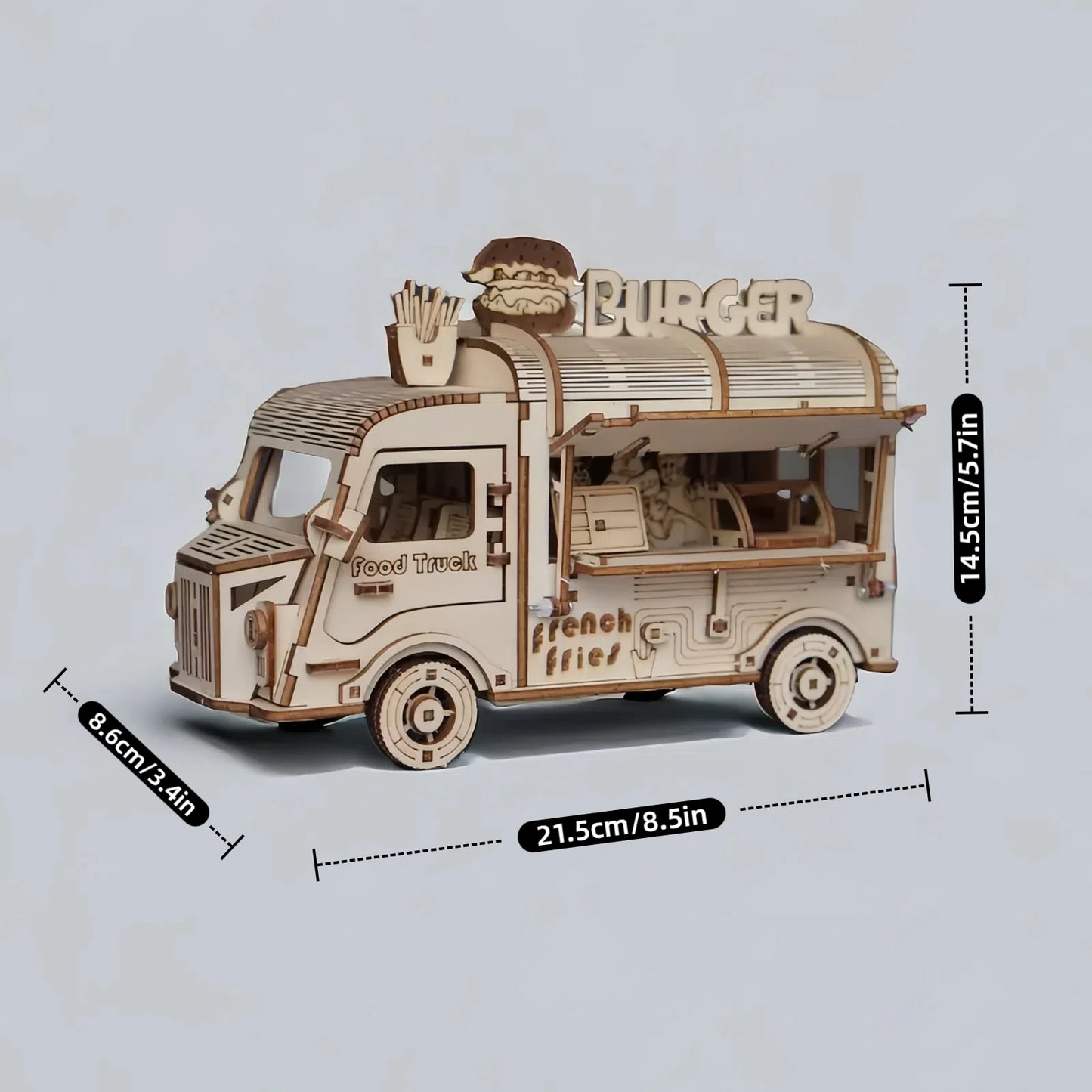 3D wooden puzzles, fast food truck models, handmade truck, bus, and car models, DIY toy ornaments and gifts for family
