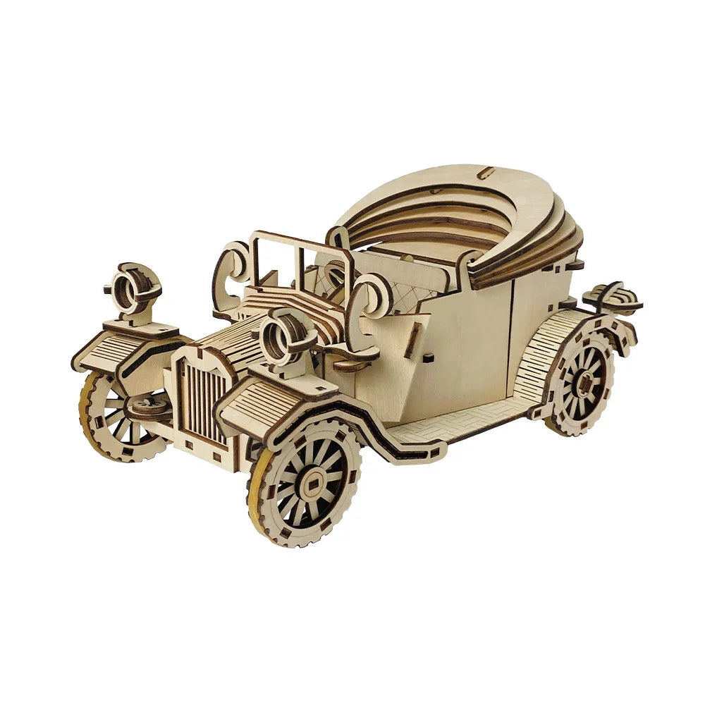 DIY Retro Convertible Car Model 3D Three-dimensional Wooden Puzzle Creative Puzzle Assembly Toy Ornaments
