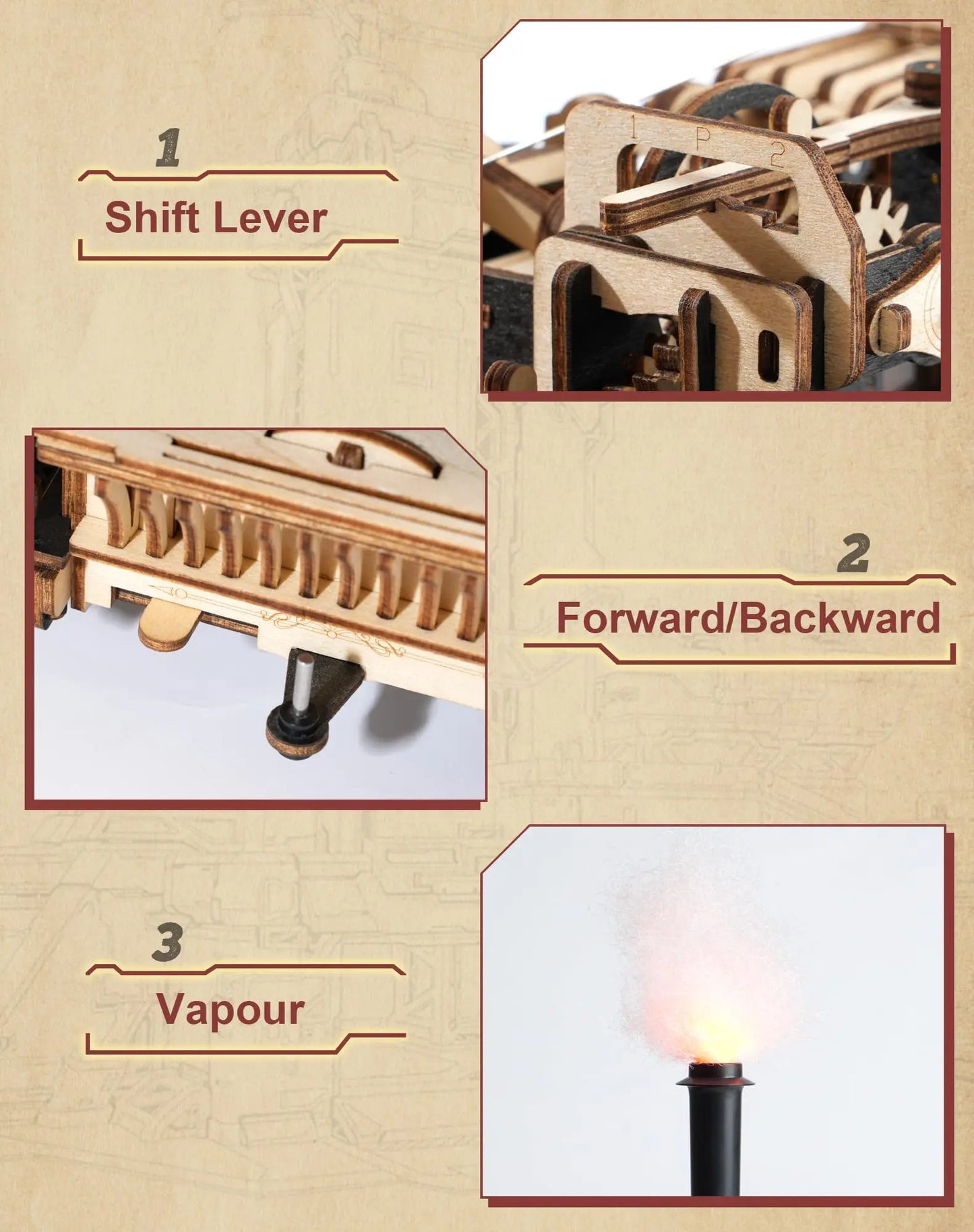 Robotime Rokr 3D Wooden Puzzle Tractor Locomotive Model for Adults Steam Engine Tractor Birthday Gifts for Boys Hobbies Toys