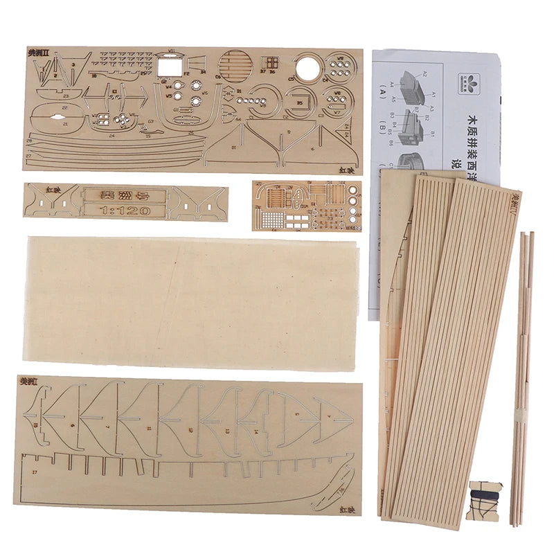 1:120 DIY Wooden Assembly Sailing Ship Model Classic Sailing Boat Puzzle Toys