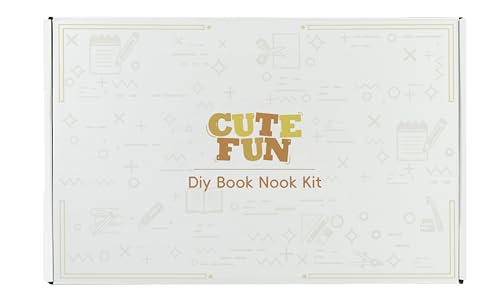 Cutefun Book Nook Kit - DIY Miniature Doll House Kit, Book Nook Kits for Adults, 3D Wooden Puzzle Bookend Bookshelf with LED Light for Cafe Crafts Lovers (Corner Coffee Shop)