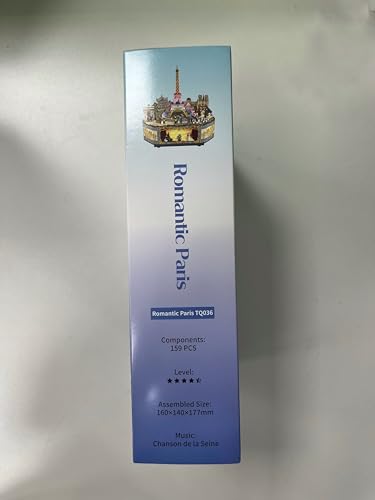 Tonecheer Wooden Music Box Puzzle for Adults, DIY Rotating Music Box Kit 3D Creative Musical Puzzle Crafts Model Building Kits Desk Decor Birthday (Romantic Paris)