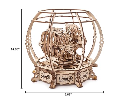 UGEARS 3D Puzzle Mechanical Aquarium - Creative 3D Wooden Puzzles Idea - Aquarium Wood Model Kit - Unique Wooden Puzzle - 3D Puzzles for Adults and Kids Building Kit