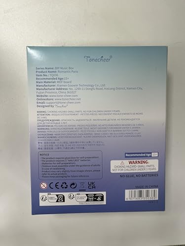 Tonecheer Wooden Music Box Puzzle for Adults, DIY Rotating Music Box Kit 3D Creative Musical Puzzle Crafts Model Building Kits Desk Decor Birthday (Romantic Paris)