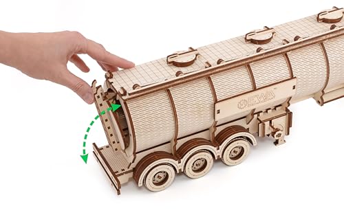DIY Wooden 3D Mechanical Model - Set Road King - Spring-Powered Mechanism - No Glue Needed - Top-Grade Plywood (Tank Semitrailer)