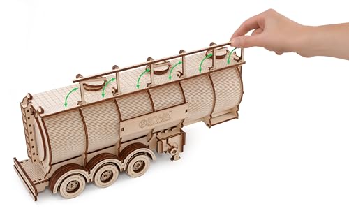 DIY Wooden 3D Mechanical Model - Set Road King - Spring-Powered Mechanism - No Glue Needed - Top-Grade Plywood (Tank Semitrailer)