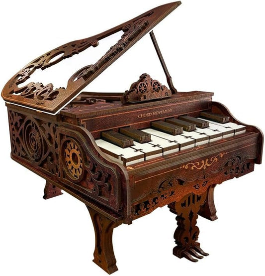 3D Wooden Puzzles for Adults, 236pcs Playable Piano Model Kit 1:20 Scale Building Puzzles Wooden Music Box, Mechanical 3D Puzzles Musical Instrument, Creative Finger Piano Desk Decor Unique Gift
