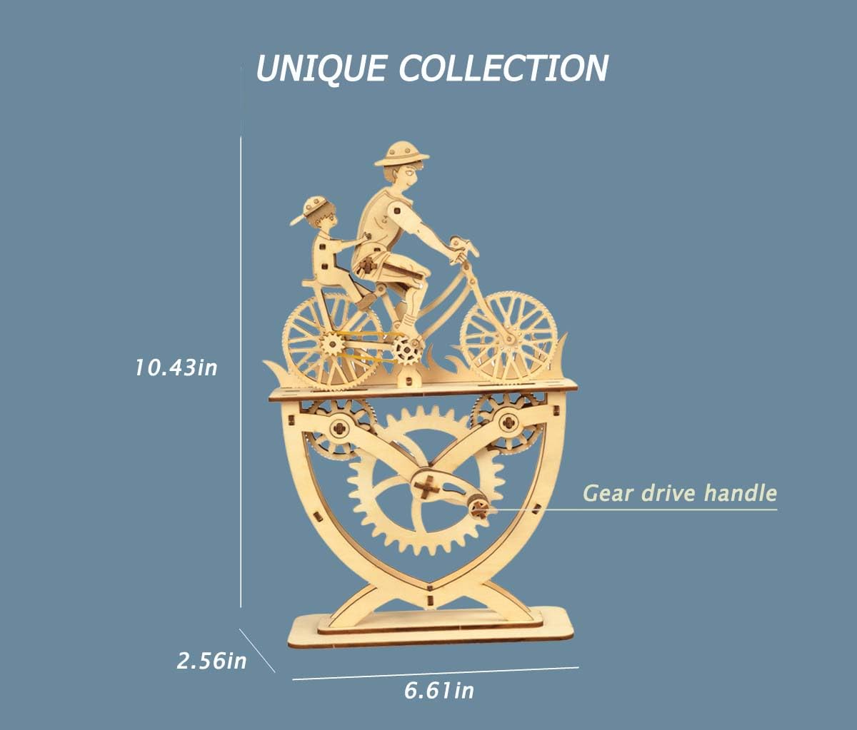 3D Puzzle for Adults, Wooden Puzzles Father Bicycle Mechanical Gear Model Building Kits, DIY Wood Crafts Unique Collection, STEM Hobbies for Women Men (Father & Son)