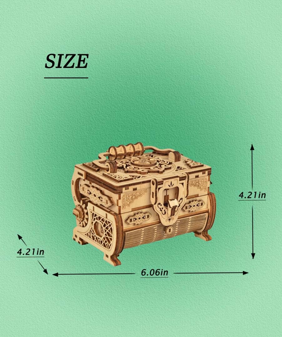 UMESEE 3D Wooden Puzzle Mechanical Treasure Box with Music, Wood Creative Assembly Model Building Kits to Build for Adults and Teens, DIY Wooden Puzzle Hobbies Projects Gift for Man Women