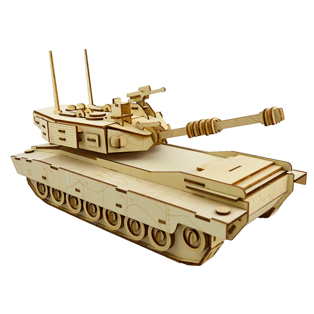 3D Wooden Puzzles Laser Engraving DIY Safe Assembly Constructor Kit Toy for Teens and Adults (Tank)