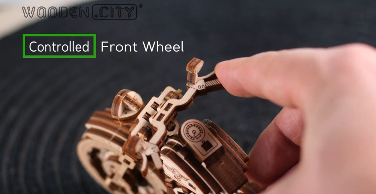 WOODEN.CITY Cruiser V-Twin Motorcycle 3D Puzzles for Adults - Wooden Model Kits to Build - Interactive Wooden Puzzle Motorcycle Kit - Hobbies for Men