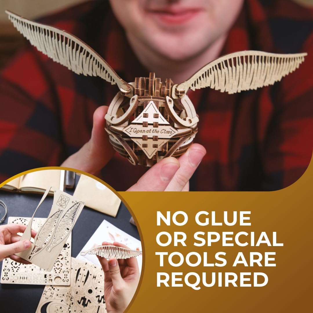 UGEARS Wooden 3D Puzzles for Adults - Harry Potter Golden Snitch Model Building Kits - DIY Crafts 3D Puzzle Harry Potter Puzzle Set - 3D Model Kits for Adults - 120 Pcs