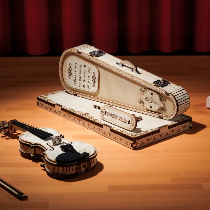 ROKR Wooden 3D Puzzles for Adults Violin, Musical Instrument Model Kit 3D Puzzles for Teens and Kids to Build, Desk Decor/DIY Hobbies/Gifts for Family and Friends (Violin)