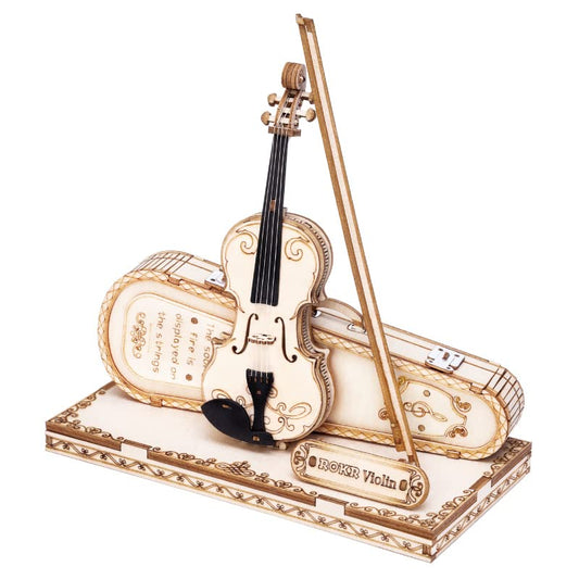 ROKR Wooden 3D Puzzles for Adults Violin, Musical Instrument Model Kit 3D Puzzles for Teens and Kids to Build, Desk Decor/DIY Hobbies/Gifts for Family and Friends (Violin)