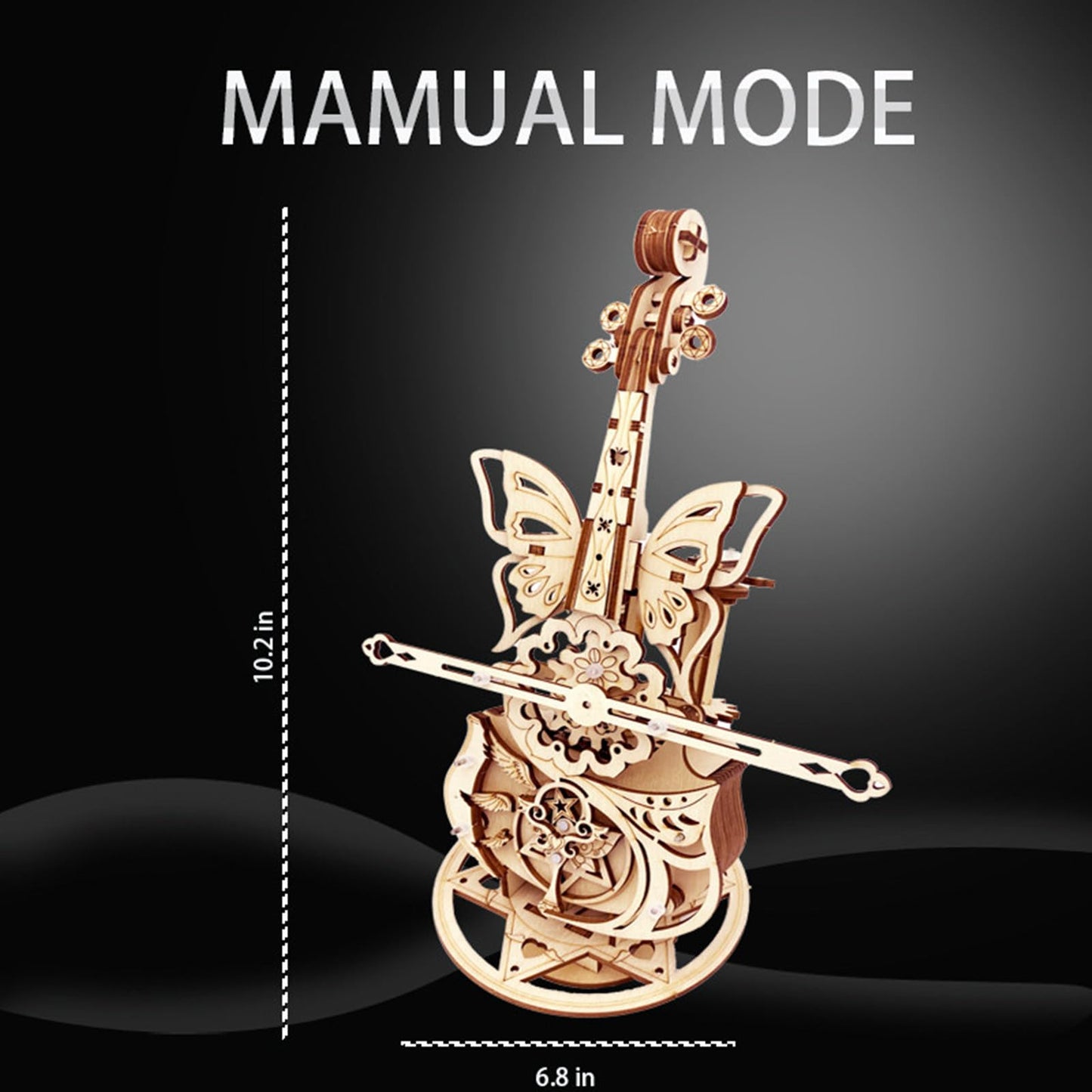 3D Wooden Puzzle for Adults - Cool Cello Music Box DIY Model for Adults to Build Wood Crafts Mechanical Puzzle Building Kits for Kids Age 14+Years Old