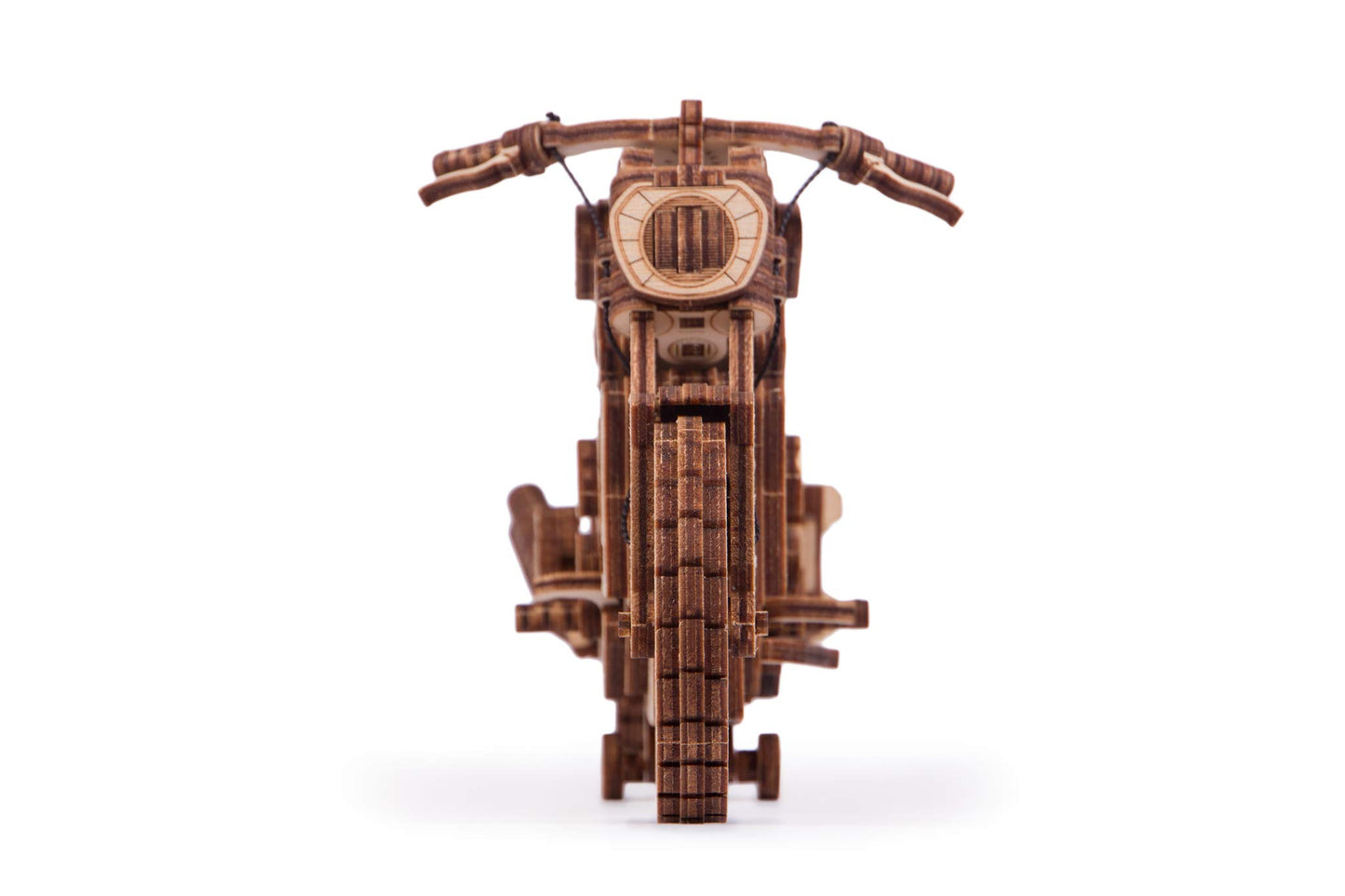 Wood Trick Motorcycle w/Rubber Band Motor Rides up to 16ft - Mechanical Model Kits for Adults - 10x4in - 3D Wooden Puzzles for Adults - Engineering DIY 3D Puzzle Wooden Models