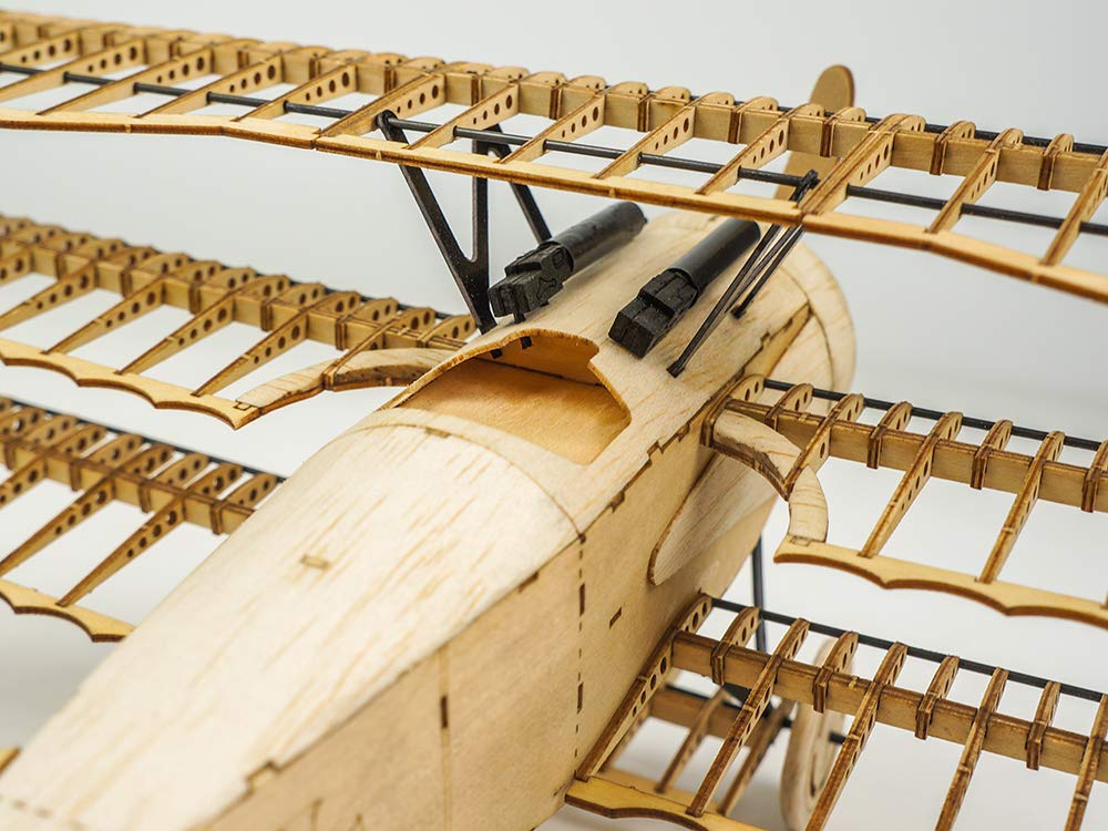 3D Wooden Puzzles DIY Fokker DR1 Triplane Model Aircraft Kit, Laser Cut Balsa Wood Model Airplane Kits to Build for Adults, WW1 Wooden Models Airplane Jigsaw Puzzles for Home Decoration Birthday Gift