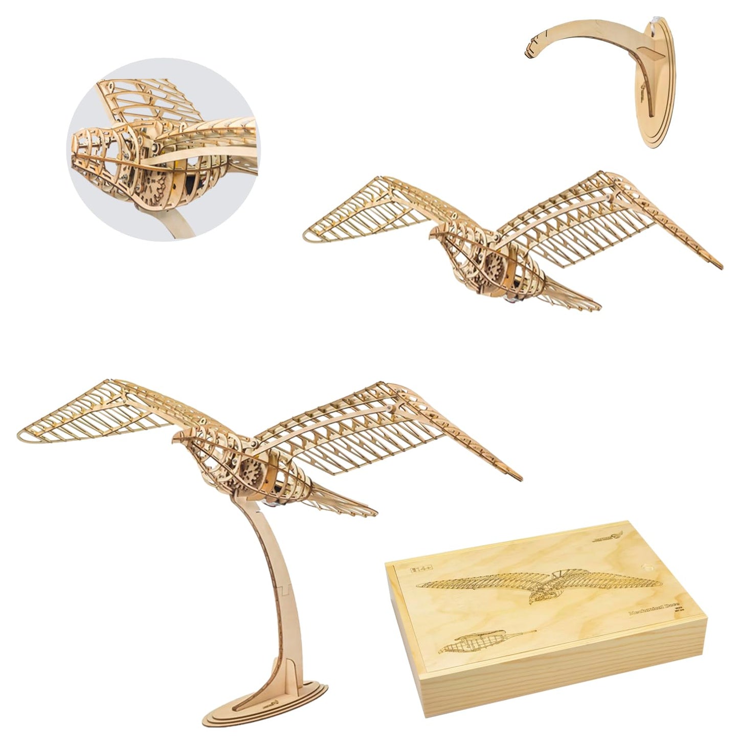 Bitgo Hobby - Dancing Wings Flying Birds Wall Decor 1000mm Mechanical Flying Bird - 3D Wooden Puzzle - 3D Puzzles for Ages 8-13 – Wooden Mechanical Bird Toy – Latest Wooden Puzzle
