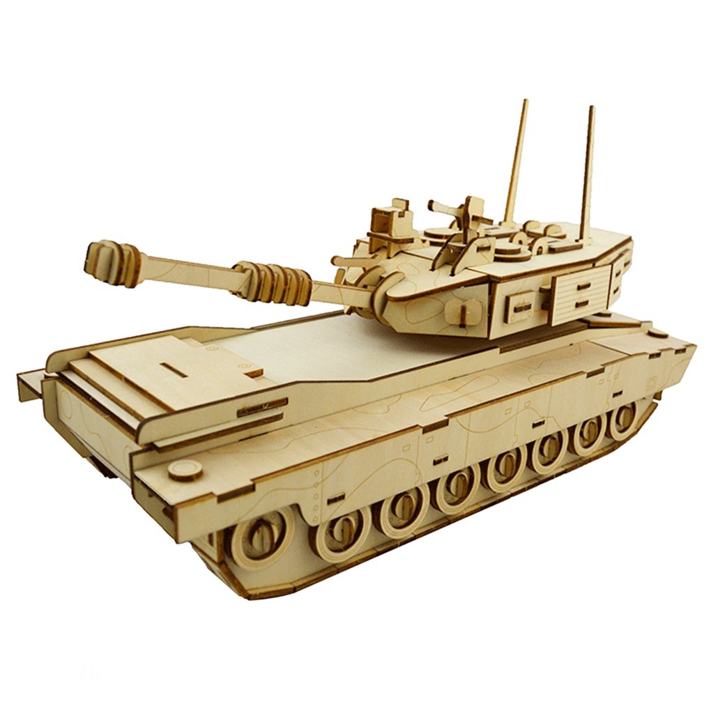 3D Wooden Puzzles Laser Engraving DIY Safe Assembly Constructor Kit Toy for Teens and Adults (Tank)