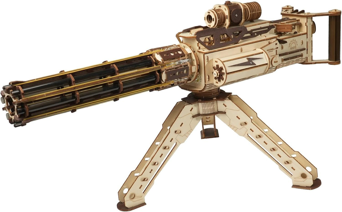 3D Wooden Puzzles Model for Adults,344 Piece Wooden Puzzle Machine Gun with Rubber Bands,Gatling Toy Gun DIY Kits for Adults Teens, Cool Craft Hobby Kits Gifts for Men Boys