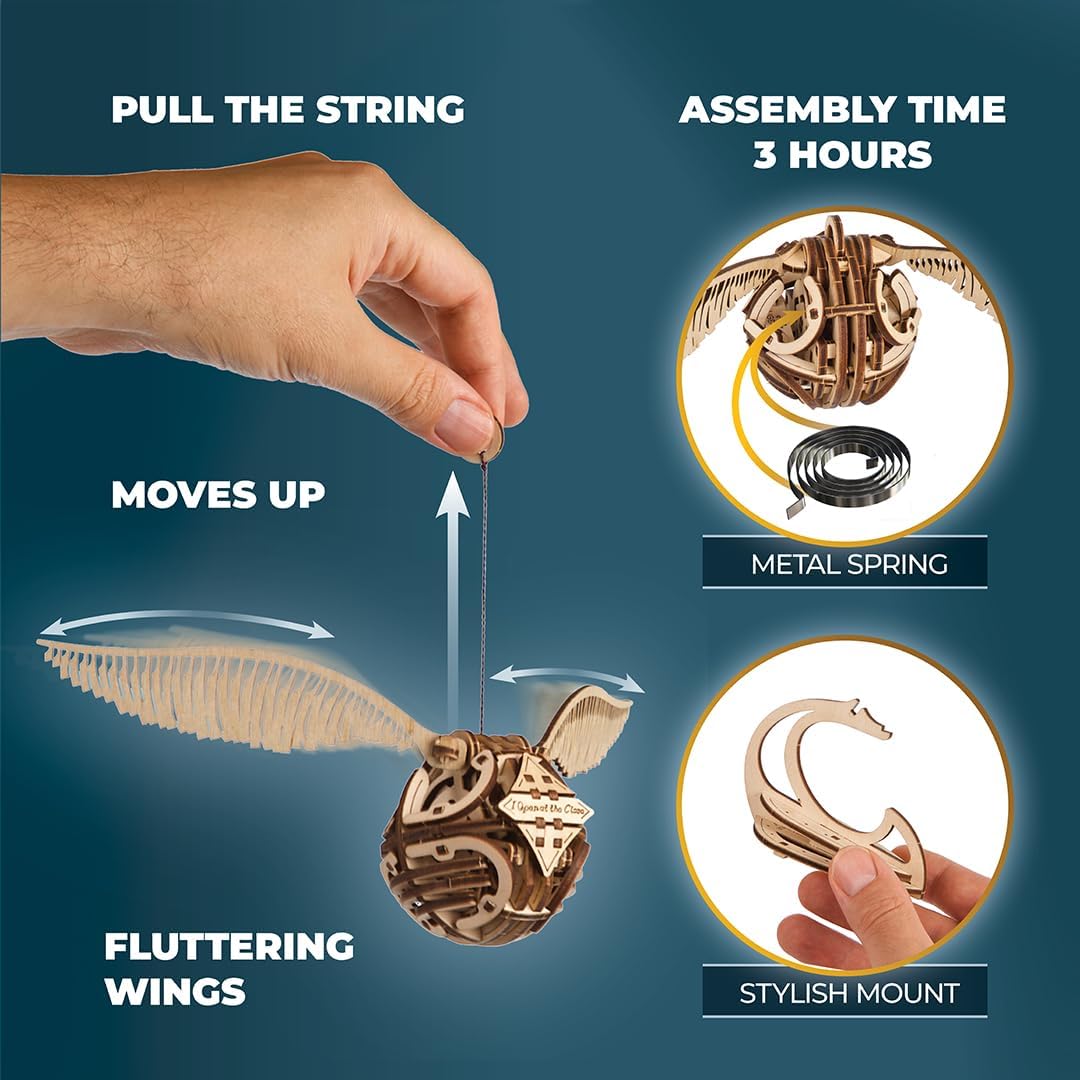 UGEARS Wooden 3D Puzzles for Adults - Harry Potter Golden Snitch Model Building Kits - DIY Crafts 3D Puzzle Harry Potter Puzzle Set - 3D Model Kits for Adults - 120 Pcs