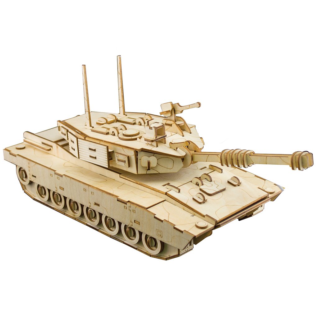 3D Wooden Puzzles Laser Engraving DIY Safe Assembly Constructor Kit Toy for Teens and Adults (Tank)